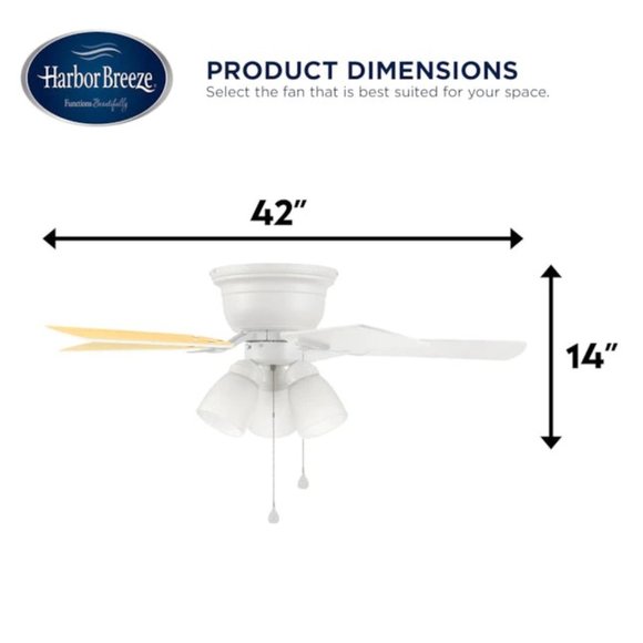 Harbor Breeze Centreville 42-in White Indoor Flush Mount Ceiling Fan with Light - Picture 3 of 6